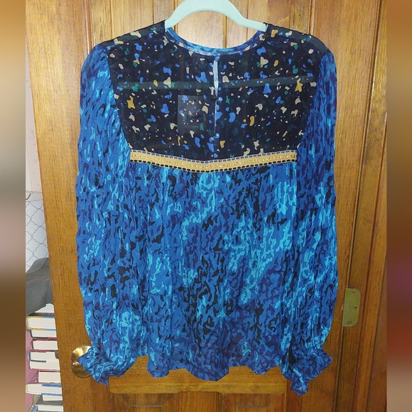 Anthropologie Bla^nk London Miranda Peasant Blouse Blue - Picture 6 of 11